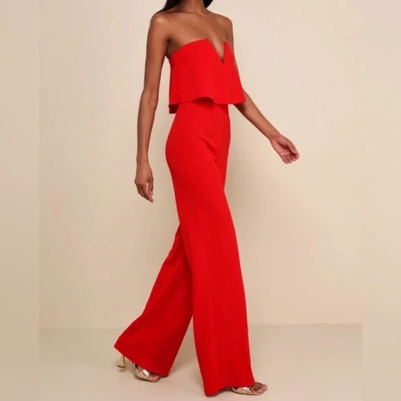 NWT Lulu's Power of Love Red Strapless Jumpsuit - Picture 2 of 6